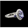 Image 2 : 2.31ct Tanzanite, Sapphire and Diamond Ring - 14KT White Gold