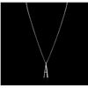 Image 2 : 14KT White Gold 0.13ctw Diamond Pendant With Chain