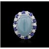 Image 1 : 14KT White Gold 10.73ct Aquamarine, Sapphire and Diamond Ring