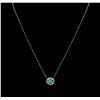 Image 1 : 1.00ct Emerald and Diamond Pendant With Chain - 14KT White Gold