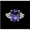 Image 1 : 14KT White Gold 8.25ct Tanzanite and Diamond Ring