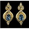 Image 1 : 18KT Yellow Gold 2.42ctw Blue Topaz and Diamond Earrings