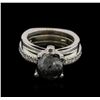Image 1 : 7.99ctw Black Diamond Ring - 14KT White Gold