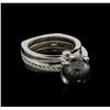 Image 2 : 7.99ctw Black Diamond Ring - 14KT White Gold