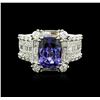 Image 1 : 14KT White Gold 3.92ct Tanzanite and Diamond Ring