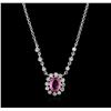 Image 2 : 14KT White Gold 1.35ct Pink Sapphire and Diamond Necklace