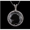 Image 1 : 14KT White Gold 101.06ct Black and White Diamond Pendant With Chain