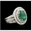 Image 2 : 14KT White Gold 3.58ct Emerald and Diamond Ring