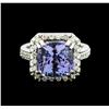Image 1 : 14KT White Gold 4.73ct Tanzanite and Diamond Ring