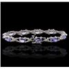 Image 2 : 14KT White Gold 5.55ctw Tanzanite and Diamond Bracelet
