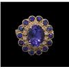 Image 1 : 4.20ct Tanzanite, Sapphire and Diamond Ring - 14KT Rose Gold