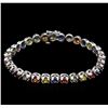 Image 1 : 11.30ctw Multi Color Sapphire Bracelet - 14KT White Gold