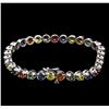 Image 2 : 11.30ctw Multi Color Sapphire Bracelet - 14KT White Gold