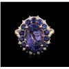 Image 1 : 14KT Rose Gold 5.94ct Tanzanite, Sapphire and Diamond Ring