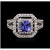 Image 1 : 14KT White Gold 1.38ct Tanzanite and Diamond Ring
