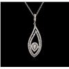 Image 1 : 1.33ctw Diamond Pendant With Chain - 14KT White Gold