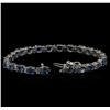 Image 3 : 15.60ctw Blue Sapphire and Diamond Bracelet - 14KT White Gold