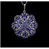 Image 2 : 14KT White Gold 19.19ctw Tanzanite and Diamond Pendant With Chain