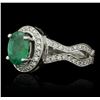 Image 2 : 14KT White Gold 1.16ct Emerald and Diamond Ring