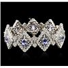 Image 1 : 14KT White Gold 7.20ctw Tanzanite and Diamond Bracelet