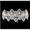 Image 2 : 14KT White Gold 7.20ctw Tanzanite and Diamond Bracelet