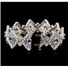 Image 3 : 14KT White Gold 7.20ctw Tanzanite and Diamond Bracelet