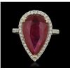 Image 1 : 14KT White Gold 7.24ct Ruby and Diamond Ring