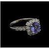 Image 2 : 1.15ct Tanzanite and Diamond Ring - 14KT White Gold