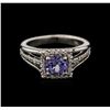 Image 1 : 1.10ct Tanzanite and Diamond Ring - 14KT White Gold