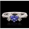 Image 1 : 14KT White Gold 0.78ct Tanzanite and Diamond Ring