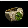 Image 2 : 14KT Yellow Gold 5.90ct Peridot and Diamond Ring