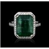 Image 1 : 14KT White Gold 9.90ct Emerald and Diamond Ring