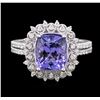 Image 1 : 14KT White Gold 3.60ct Tanzanite and Diamond Ring