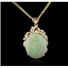 Image 1 : 14KT Yellow Gold 8.71ct Opal and Diamond Pendant With Chain