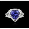 Image 1 : 14KT White Gold 5.22ct Tanzanite and Diamond Ring