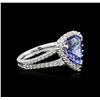 Image 2 : 14KT White Gold 5.22ct Tanzanite and Diamond Ring