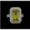 Image 1 : 4.86ct Yellow Topaz and Diamond Ring - 14KT White Gold