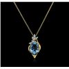 Image 2 : 14KT Yellow Gold 2.48ct Topaz and Diamond Pendant With Chain