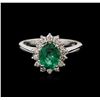 Image 1 : 1.00ct Emerald and Diamond Ring - 18KT White Gold