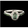 Image 1 : 14KT White Gold 0.79ct Alexandrite, Tsavorite and Diamond Ring