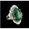 Image 2 : 14KT White Gold 4.19ctw Emerald and Diamond Ring