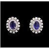 Image 1 : 14KT White Gold 1.04ctw Sapphire and Diamond Earrings