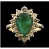 Image 1 : 14KT Yellow Gold 3.10ct Emerald and Diamond Ring