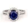 Image 1 : 2.75ct Blue Sapphire and Diamond Ring - 14KT White Gold