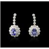 Image 1 : 14KT White Gold 3.58ctw Tanzanite and Diamond Earrings