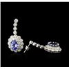 Image 2 : 14KT White Gold 3.58ctw Tanzanite and Diamond Earrings