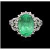 Image 1 : 14KT White Gold 3.42ct Emerald and Diamond Ring