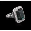 Image 2 : 14KT White Gold 11.30ct Tourmaline and Diamond Ring