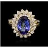 Image 1 : 14KT Yellow Gold 2.49ct Tanzanite and Diamond Ring