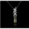 Image 2 : 14KT White Gold 6.44ct Citrine and Diamond Pendant With Chain
